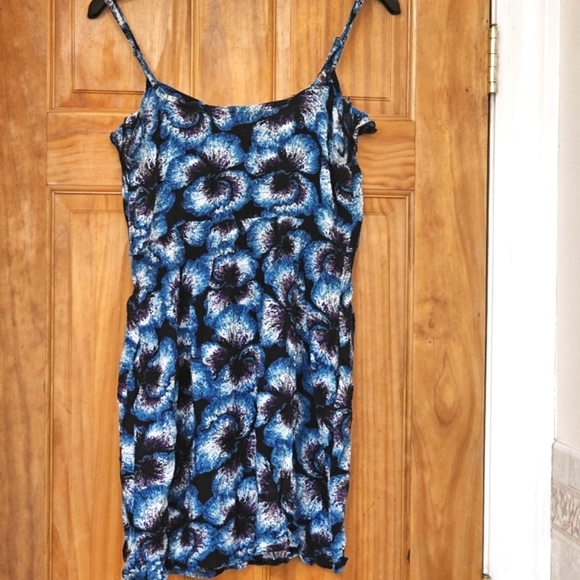 Elle Women's Ruffled Double Layered Turquoise Floral Print Strapless Mini Dress - Picture 8 of 11